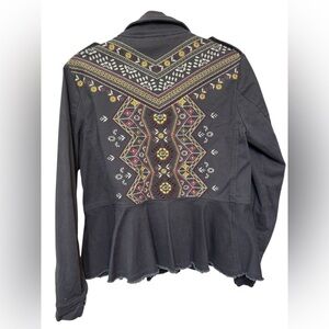 Knox Rose Embroidered Utility Jacket Gray Button Down